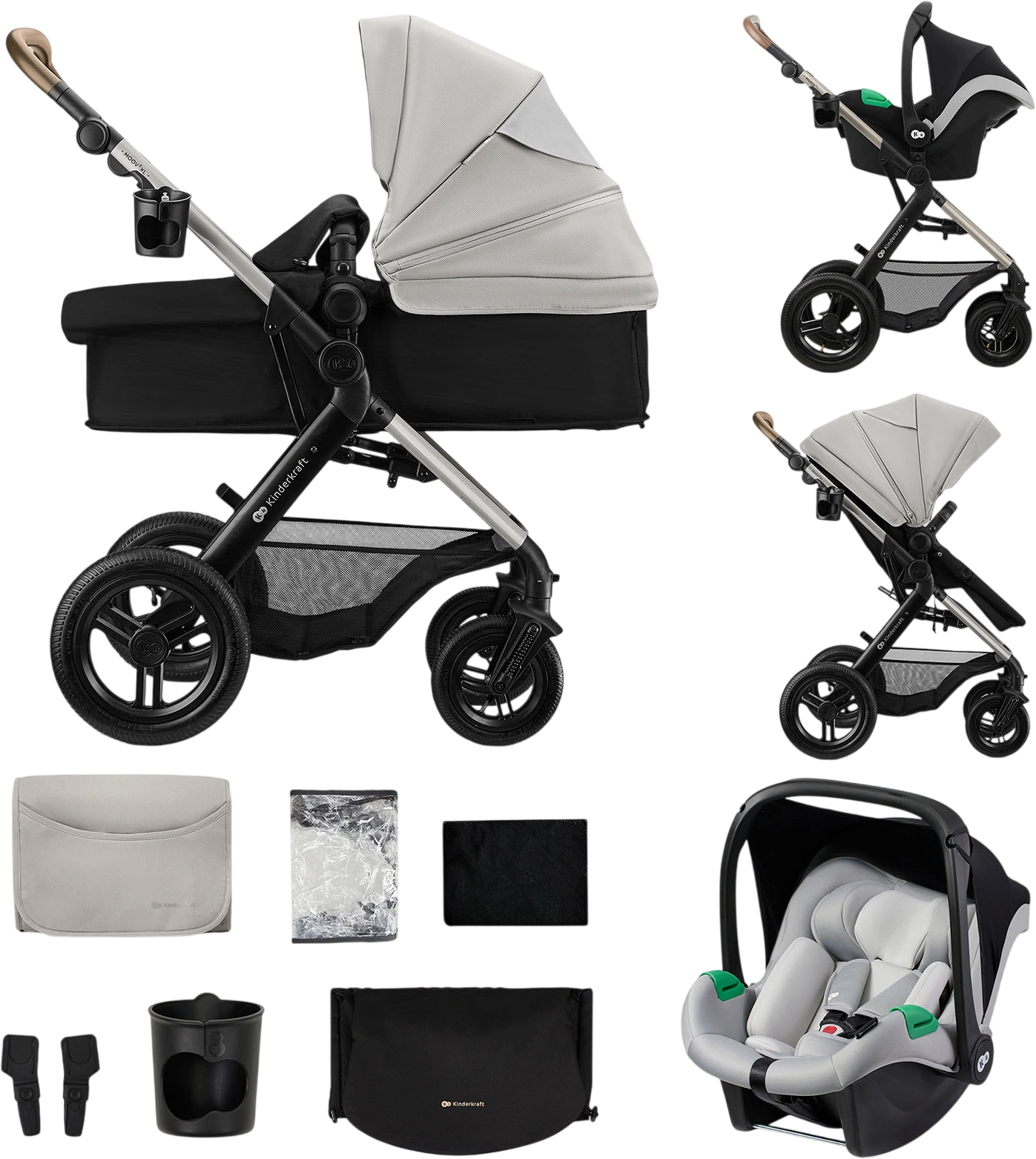 Kinderkraft Kombinovaný kočárek 3v1 Moov 2 XL Air Grey