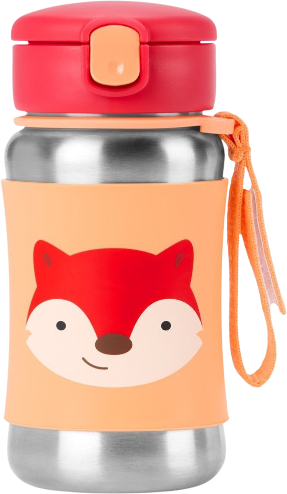 Skip Hop Spark Style Láhev s brčkem na vodu nerez Liška 12m+ 350 ml