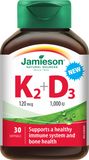 Jamieson Vitamíny K2 120 mcg a D3 1000 IU 30 kapslí