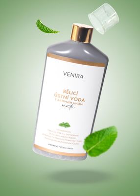 Venira bělicí ústní voda s aktivním uhlím, máta 500 ml
