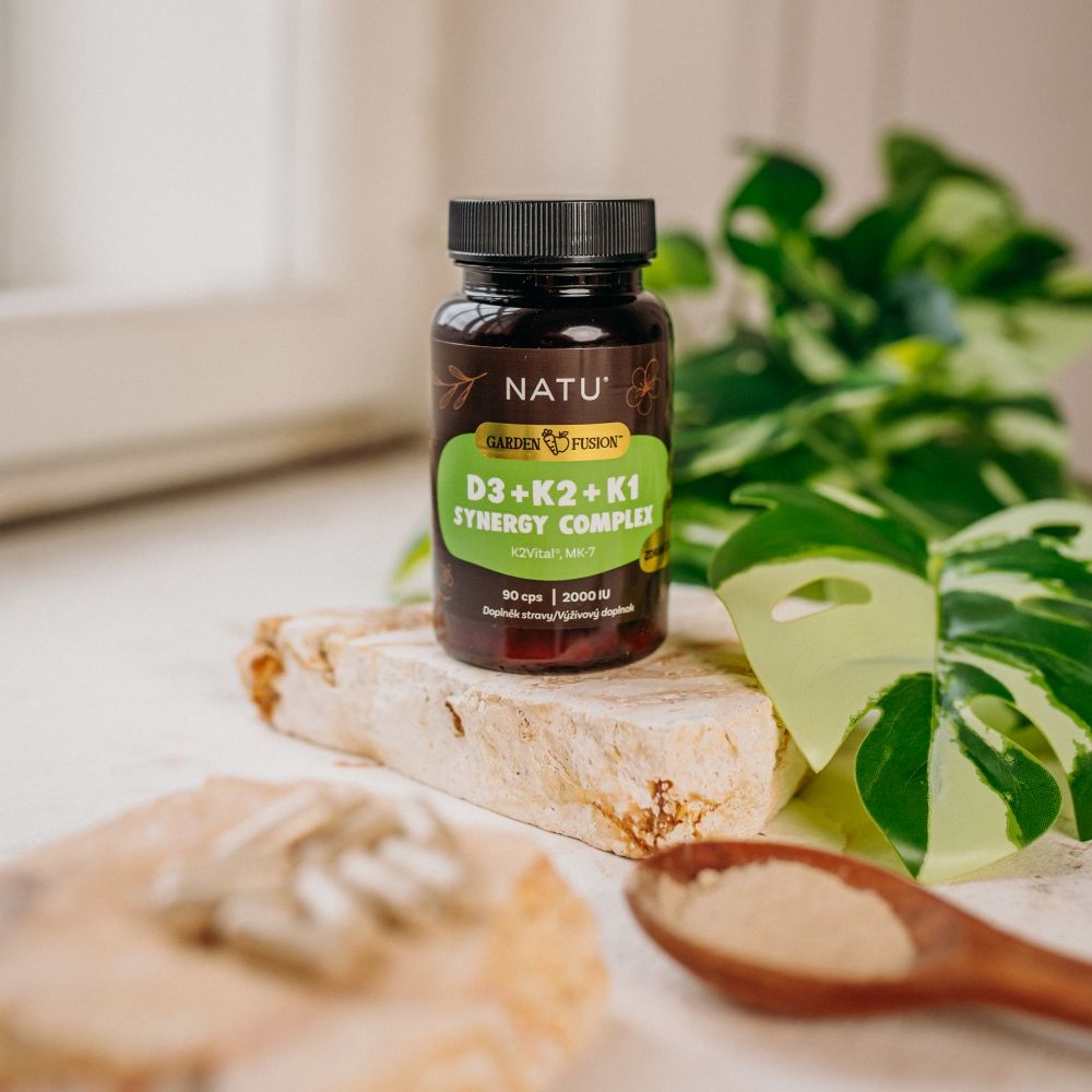 Natu Garden Fusion, Vitamin D3+K2+K1 Synergy Complex 2000 IU, 90 kapslí