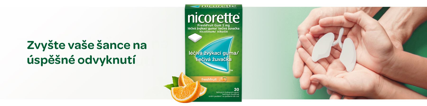 Nicorette FreshFruit Gum 2mg, léčivá žvýkací guma