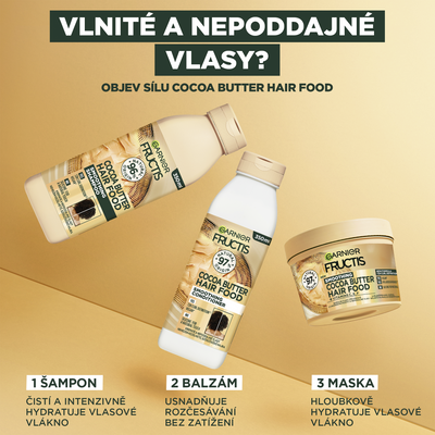 Garnier Uhlazující šampon pro nepoddajné vlasy Hair Food Cocoa Butter 350 ml
