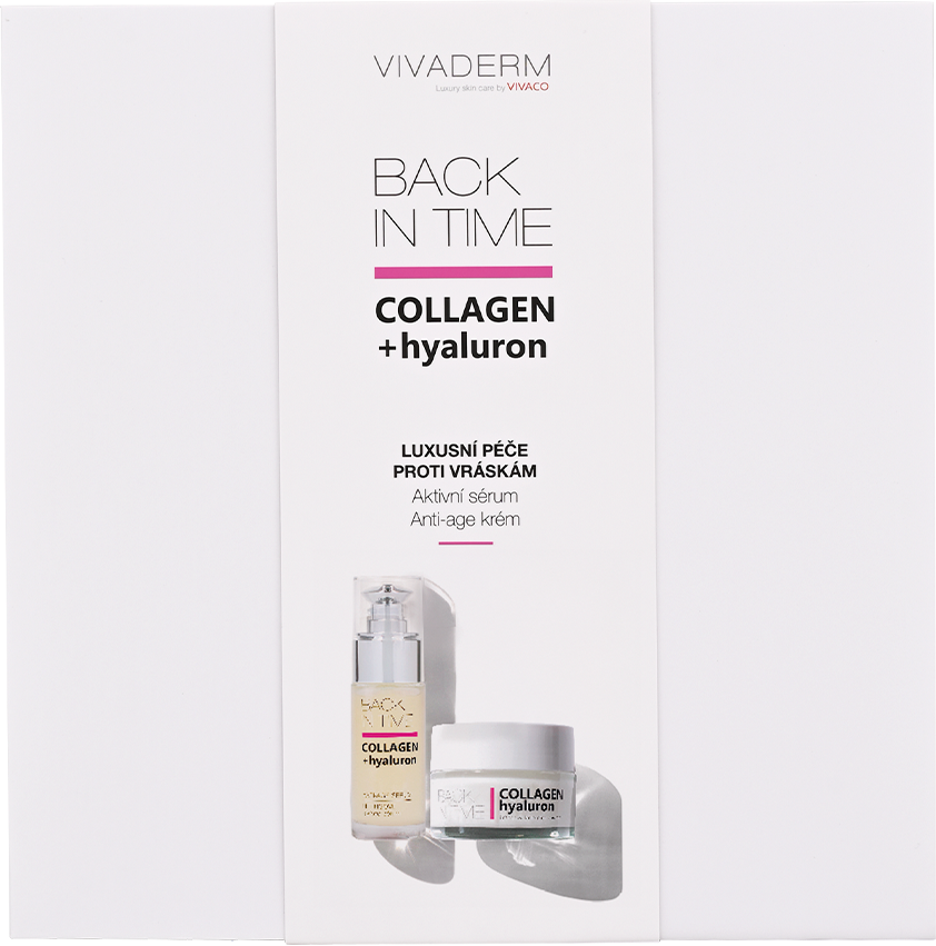 Vivaco Dárkové balení COLLAGEN + hyaluron VIVADERM - pleťový krém 50ml + pleťové sérum 30ml