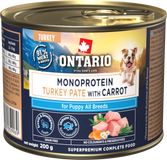 Ontario Konzerva Puppy monoprotein krůtí pate s mrkví 200 g