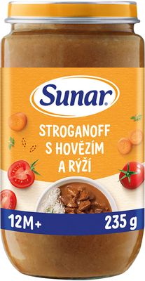 Sunar Příkrm stroganoff s hovězím a rýží 12m+, 235 g