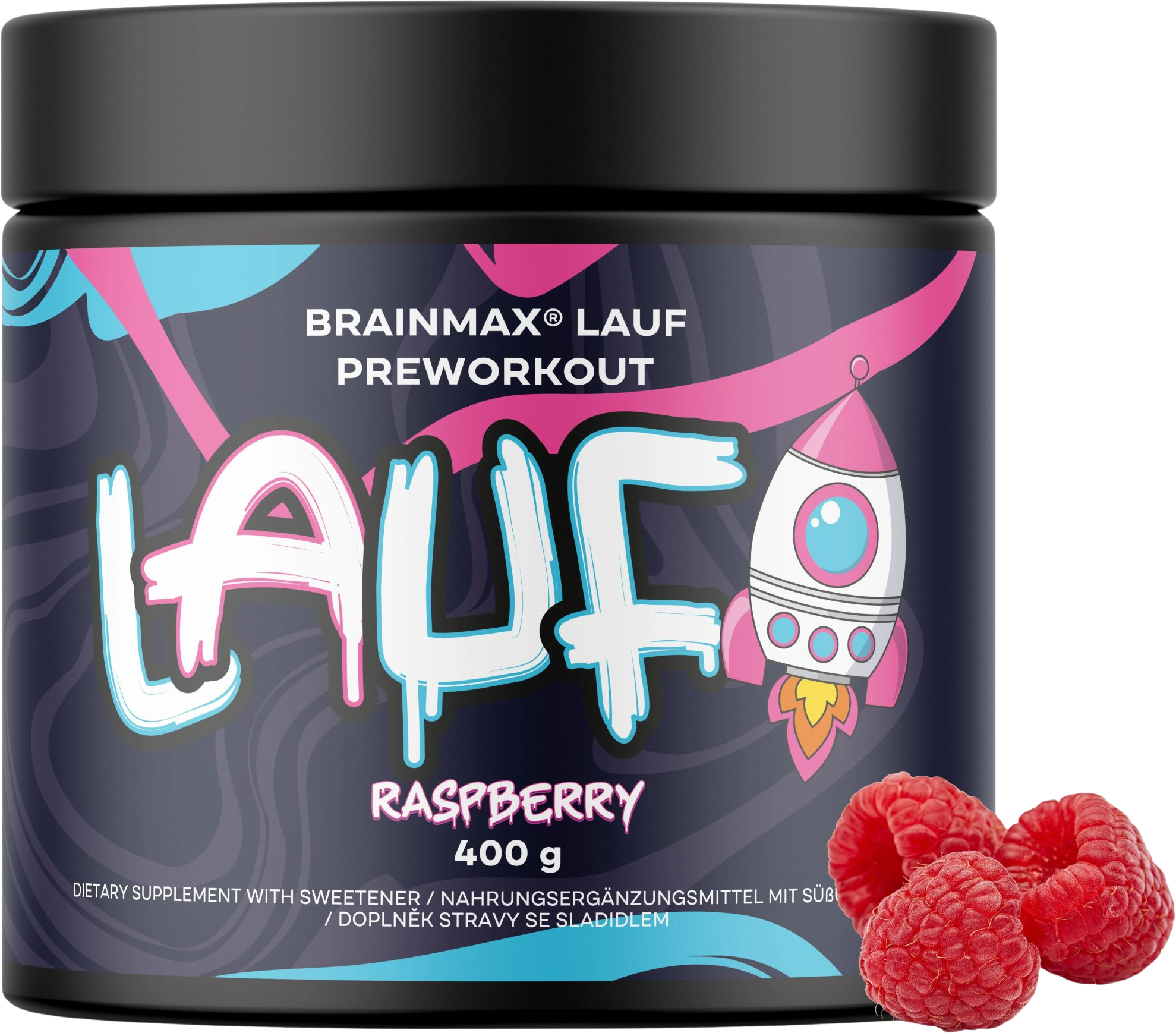 BrainMax LAUF Preworkout s kofeinem malina 400 g