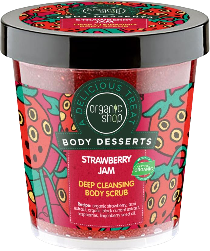 Organic Shop Detoxikační tělový peeling – Jahodový džem 450 ml