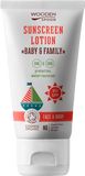 Woodenspoon Opalovací tělové mléko v tubě Baby & Family SPF 50, 150 ml