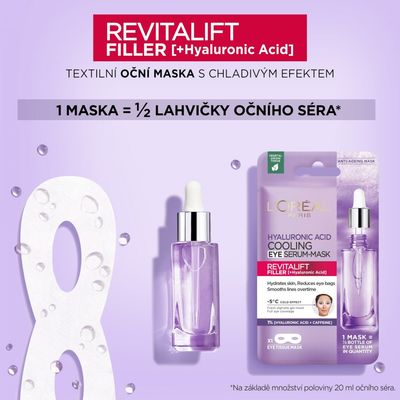L'Oréal Paris Revitalift Filler Textilní oční maska s chladivým efektem 13 g