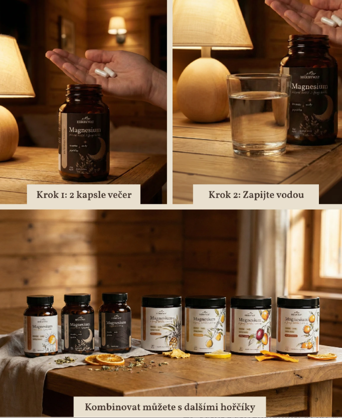 Herbyway Magnesium Večerní hořčík (3 formy hořčíku) 60 kapslí