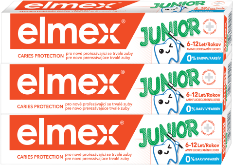 Elmex Junior Zubní pasta pro děti ve věku 6-12 let 3 x 75 ml