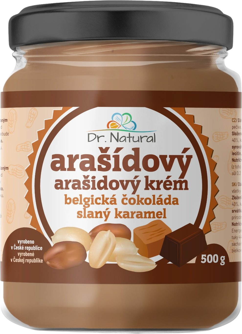 Dr.Natural arašídový krém s belgickou čokoládou a slaným karamelem 500 g