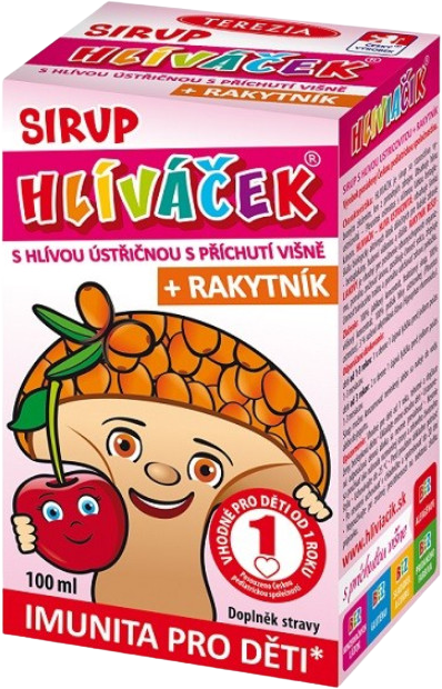 Terezia HLÍVÁČEK sirup s hlívou a rakytníkem s příchutí višně 100 ml