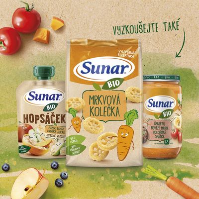 Sunar BIO ovocná kapsička Hopsáček jahoda, banán, borůvka a ovesné vločky 100 g