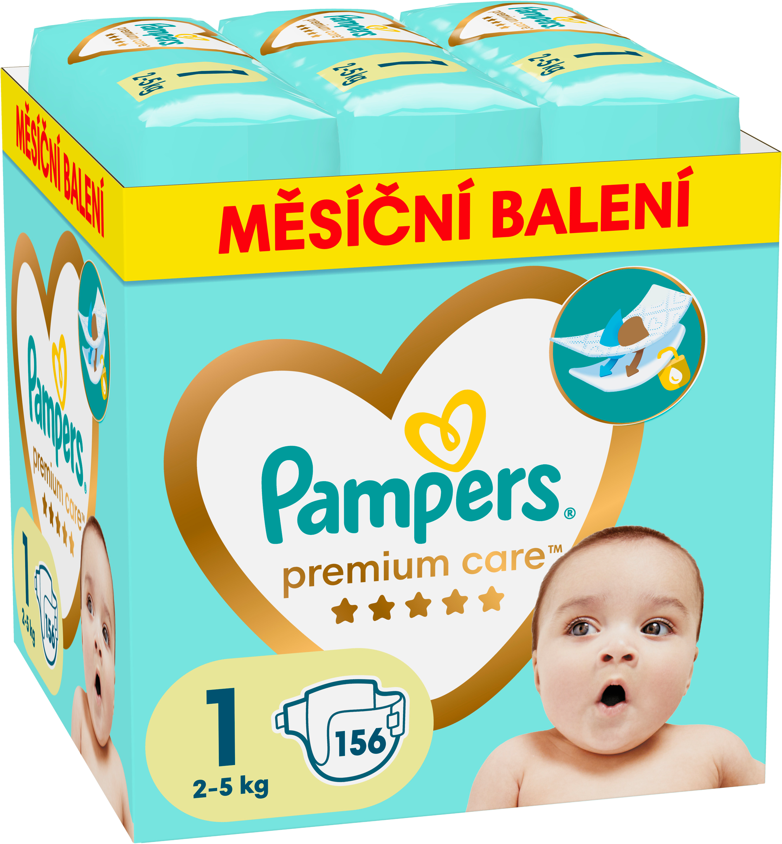 Pampers Premium care plenky, vel. 1, 2kg-5kg, 156 ks