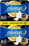 Always Ultra Hygienické Vložky Secure Night Extra with wings 10ks 1 x 10 ks