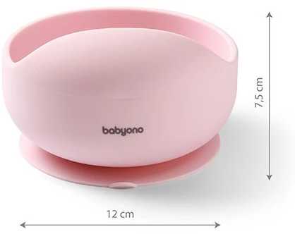 Baby Ono Miska silikonová s přísavkou - pink 6m+