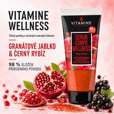 Erboristica Vitamine Wellness tělový peeling granátové jablko a černý rybíz 200 ml