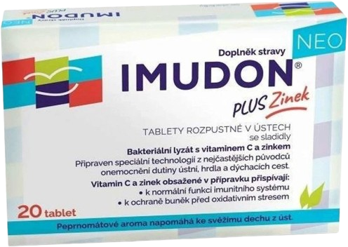 Bioveta IMUDON NEO +Zinek tablety rozpustné v ústech se sladidly 20 tablet