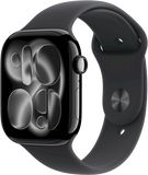 Apple Watch 11 GPS + Cellular 42mm klavírně černý hliník - černý sportovní řemínek - M/L