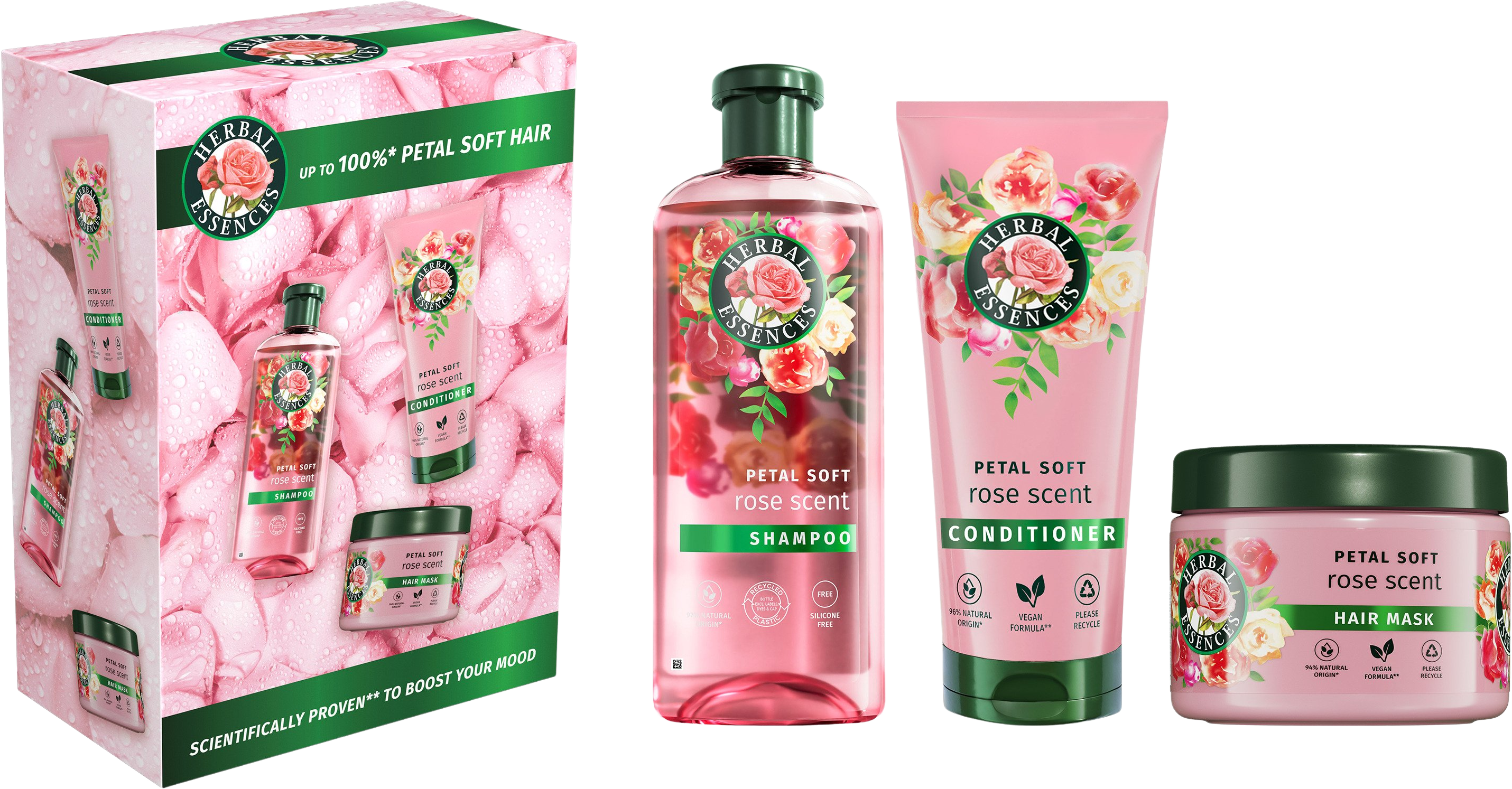 Herbal Essences Sada produktů Herbal Essences Rose: šampon + kondicionér + maska