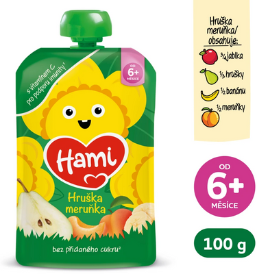 Hami příkrm kapsička Jablko, hruška, banán a meruňka 100 g
