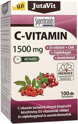 Jutavit C-Vitamin 1500mg + csipkebogyó +Acerola kivonat + D3 vitamin + Cink 100 db
