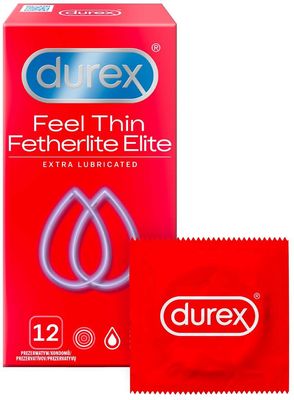 Durex Feel Thin Extra Lubricated Kondomy 12 ks