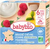 Babybio Svačinka z kozího mléka s jablkem a malinami 4 x 85 g