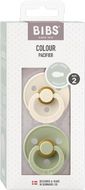 BIBS Colour dudlíky z přírodního kaučuku - velikost 2 Sage / Ivory 2 ks