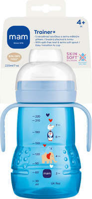 MAM Hrnek Trainer+ 4m+, modrý 220 ml