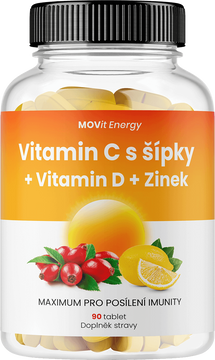 MOVit Energy Vitamin C 1200 mg s šípky + Vitamin D + Zinek PREMIUM 90 tablet