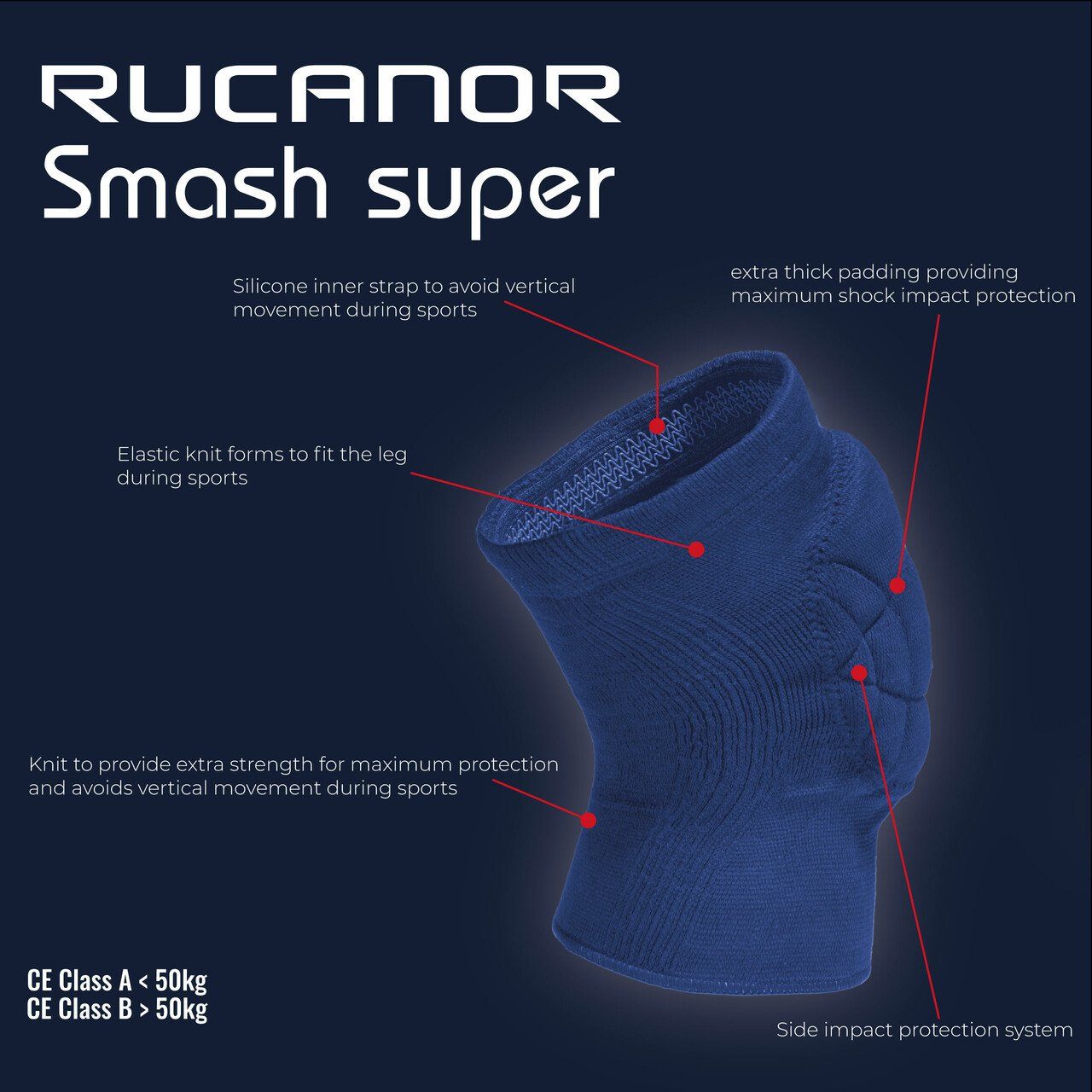 Rucanor Smash Super chránič kolen, Barva: černá, Velikost: L 2 ks