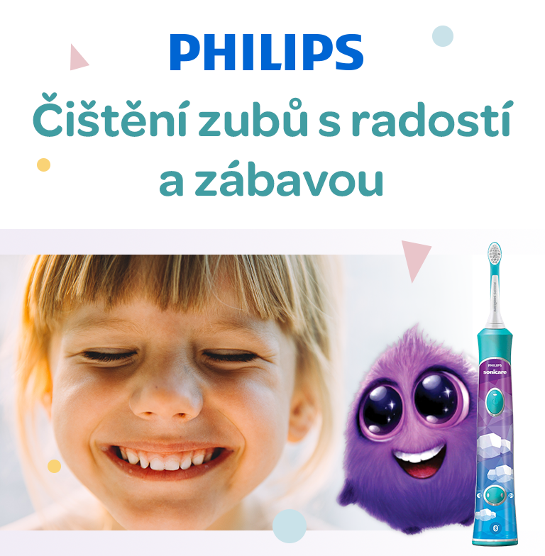 Philips sonicare, dětský sonický kartáček, naučí dítě správným návykům, motivuje k správnému čištění zubů