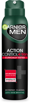 Garnier Men Action Control + Clinical Antiperspirant ve spreji s ochranou až na 96 hodin 150 ml