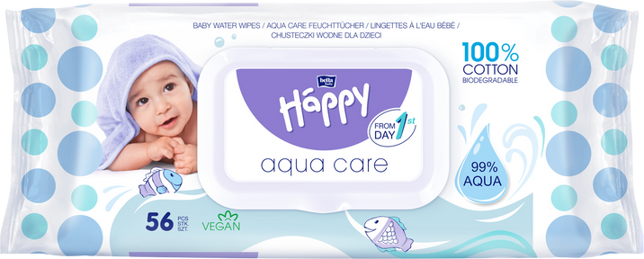 Bella Happy Aqua care vlhčené ubrousky 56 ks