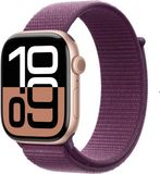 Apple Watch Series 10 GPS + Cellular 42mm Rose Gold Aluminium Case with Plum Sport Loop