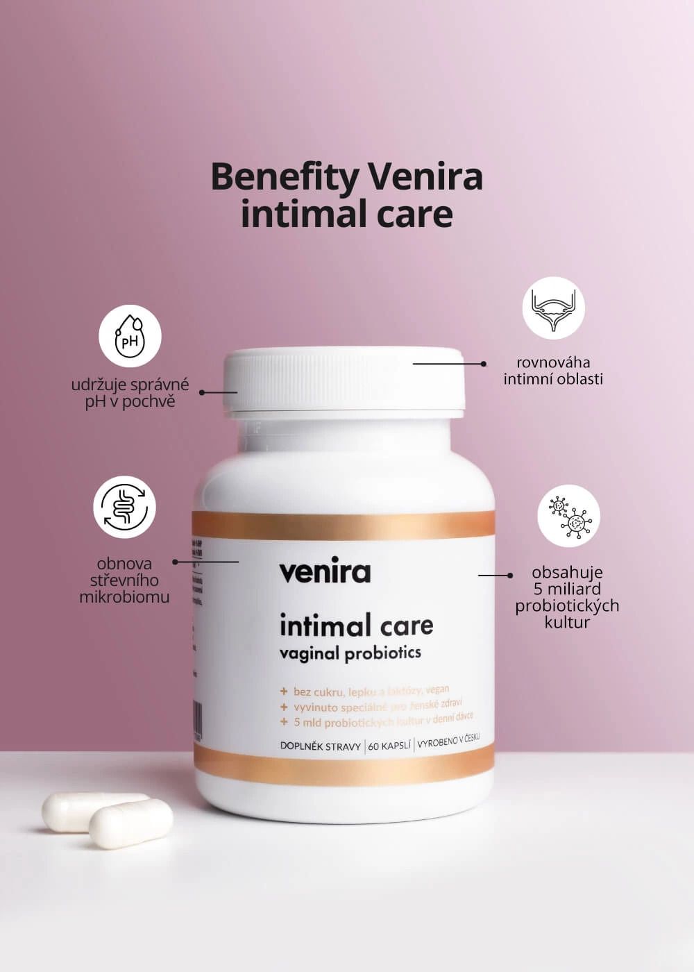Venira intimal care vaginal probiotics 60 kapslí
