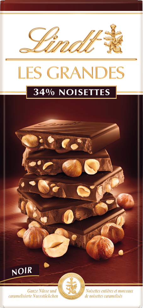 Lindt Lindt Les Grandes hořká čokoláda s celými lískovými jádry 150 g