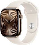 Apple Watch Series 10 GPS + Cellular 42mm Gold Titanium Case with Starlight Sport Band - M/L