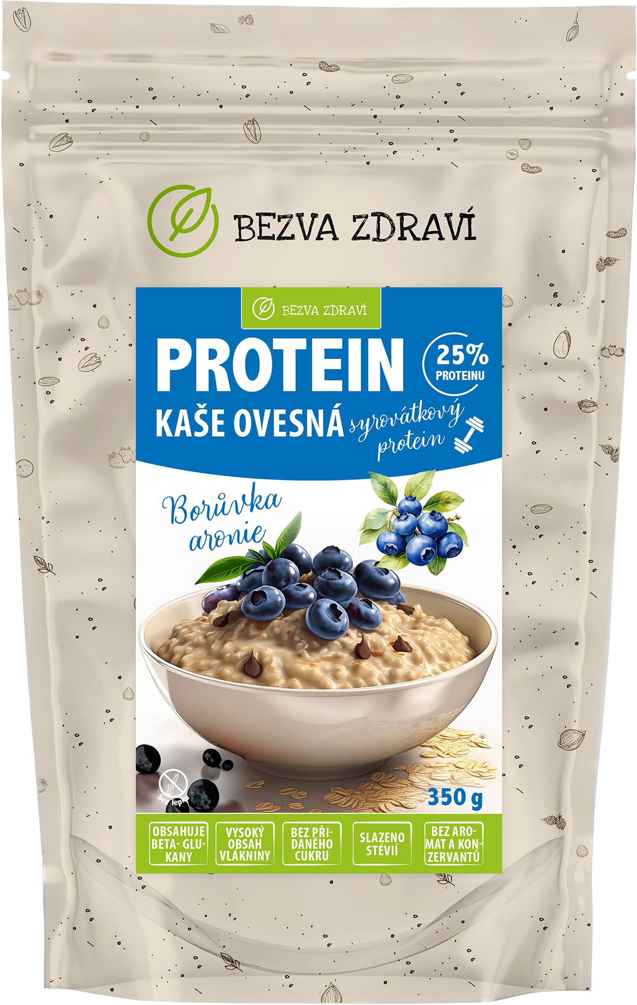 Bezva müsli Proteinová ovesná kaše s borůvkou 350 g