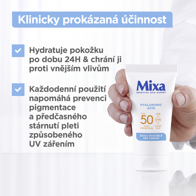 Mixa neviditelný denní krém SPF 50, 50 ml