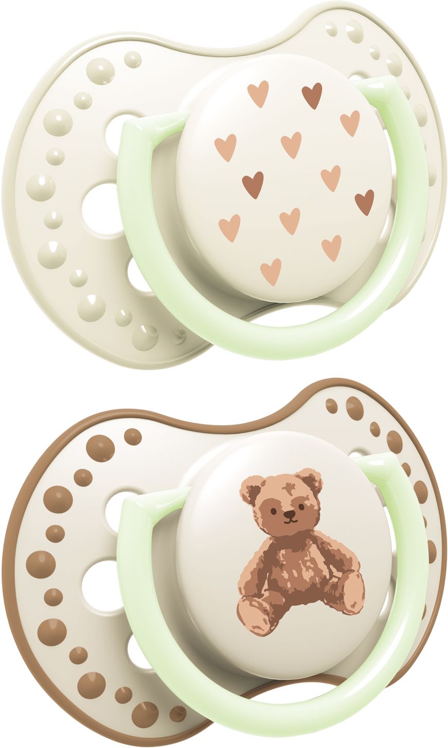 LOVI Dudlík svítící silikonový dynamický TEDDY LOVE 0-6m 2 ks