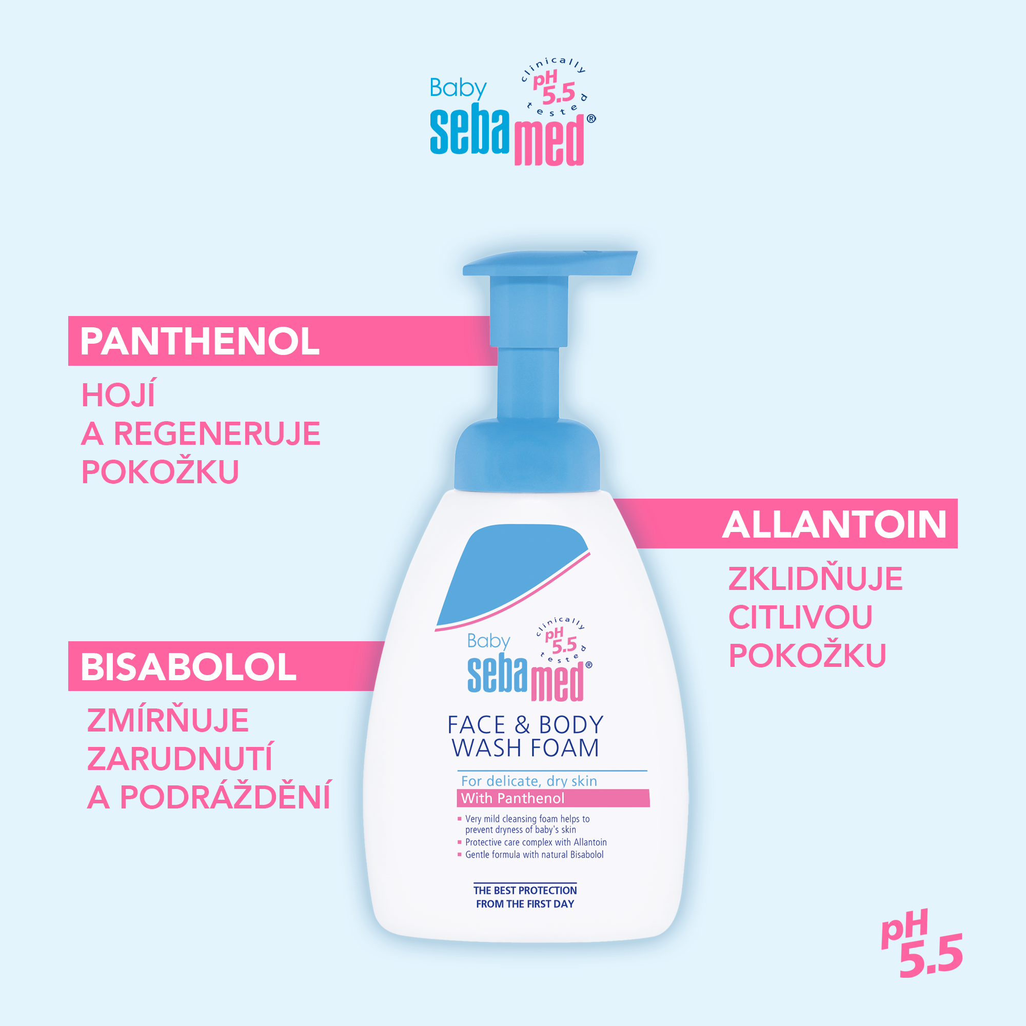 Sebamed dětská mycí pěna na obličej a tělo 400 ml