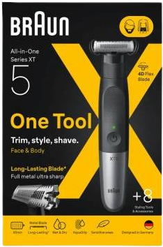 Braun Series X, Zastřihovač vousů a holicí strojek na tělo pro vousy i úpravu těla, XT5200