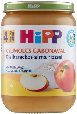 HiPP BIO őszibarackos alma rizzsel bébidesszert (4 hónapos kortól) 190 g