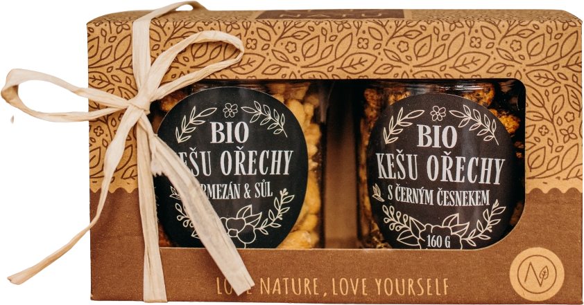 Natu Dárkový set BIO kešu ořechů deluxe II., 2 x 160 g