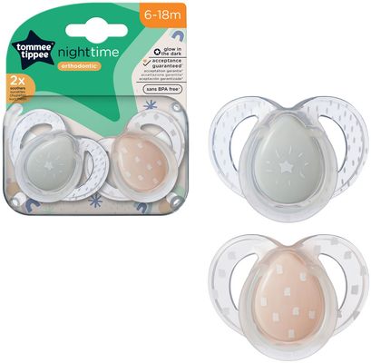 Tommee Tippee Šidítko C2N silikon Night 6-18m 2 ks