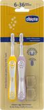Chicco Set zubních kartáčků pro děti Lilac-Mustard 6-36m, 2 ks